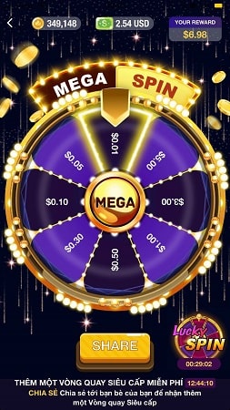 Vòng quay may mắn Mega Spin và Lucky Spin